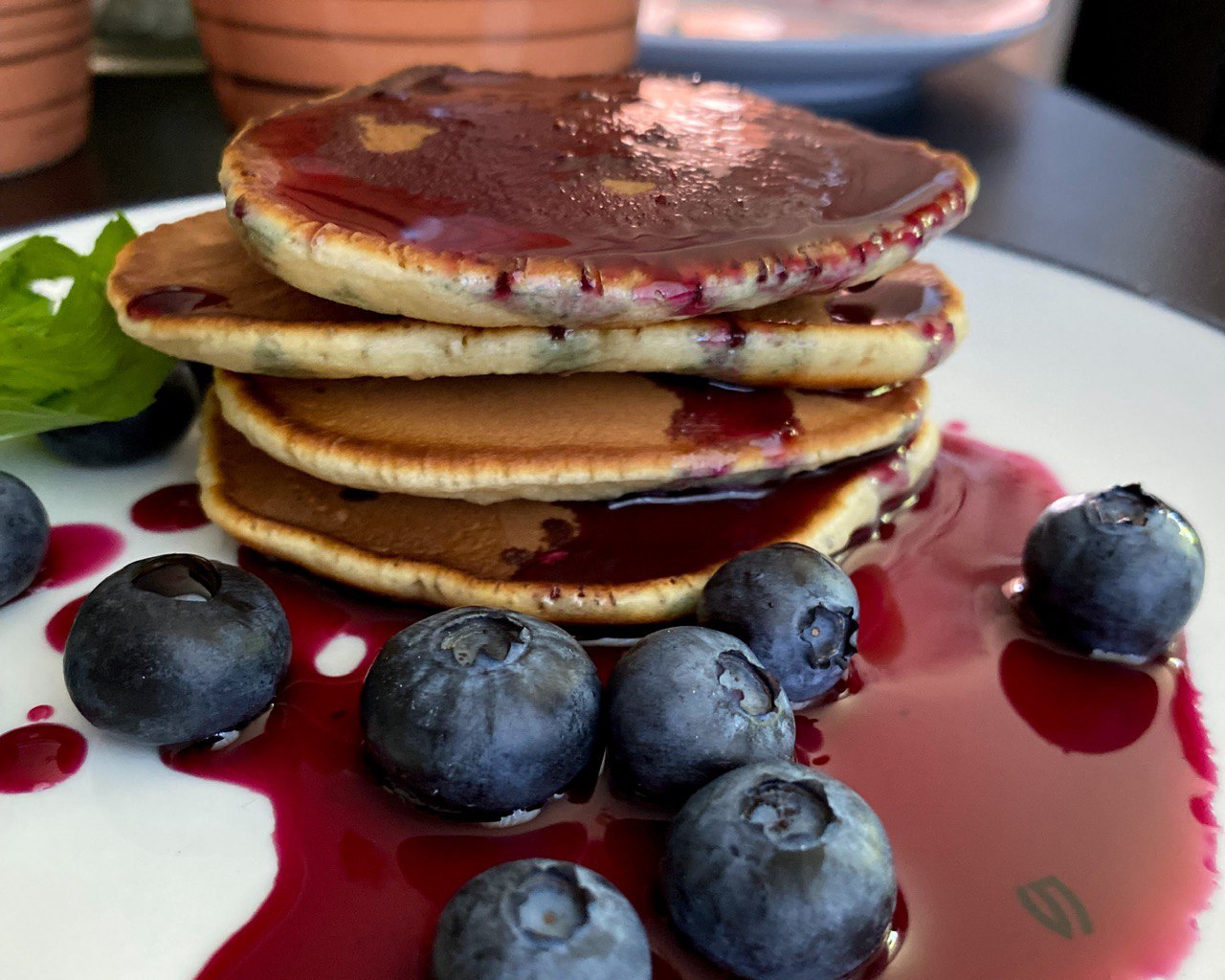 Blueberries <br />in mint syrup